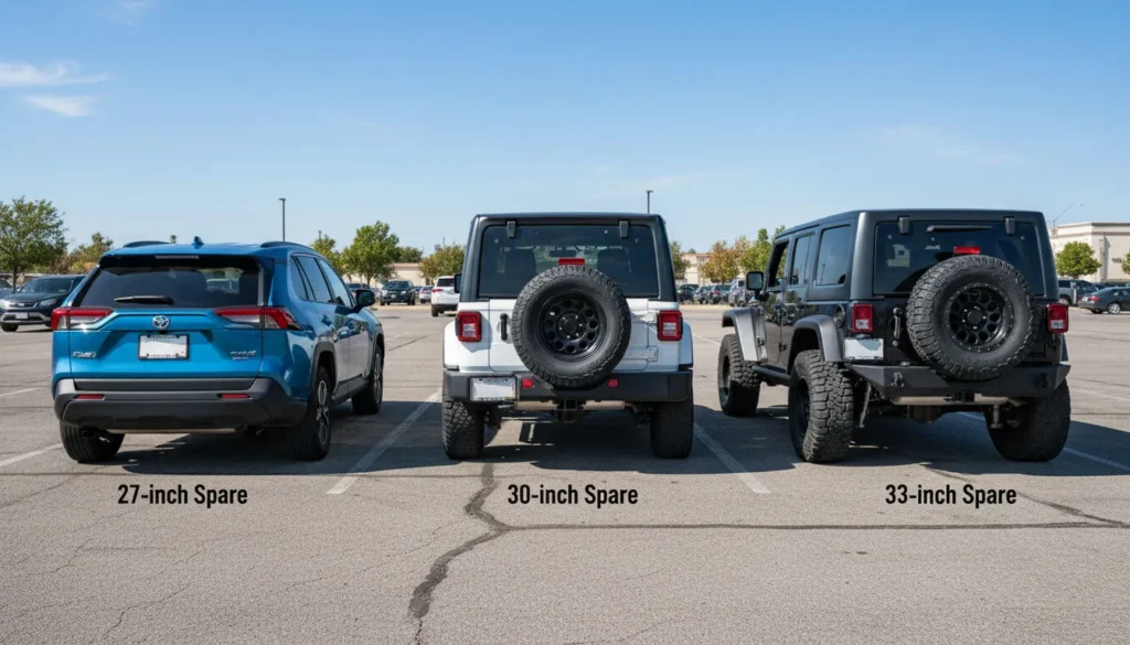 27 vs 30 vs 33 inch spare tire covers for different vehicle types