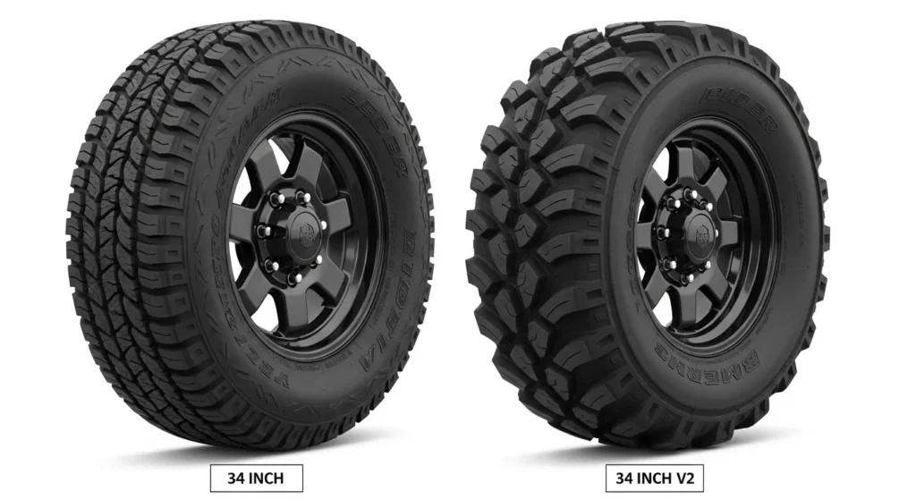 34 inch vs 34 inch v2 spare tire cover size difference
