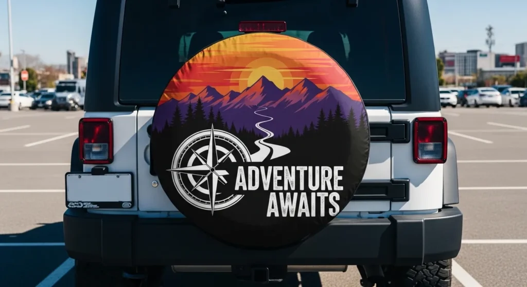 34 V2 spare tire cover perfectly fitted on Jeep Wrangler