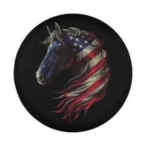 Patriotic horse with American flag mane spare tire cover design only