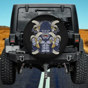 Angry gorilla monkey bananas spare tire cover without camera hole on Jeep rear