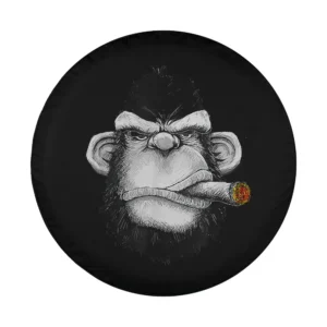 angry gorilla smoking cigar cartoon tire cover design art