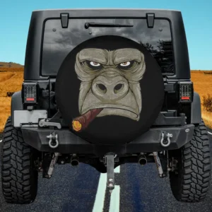 angry gorilla smoking cigar wildlife spare tire cover no camera hole for Jeep SUV RV