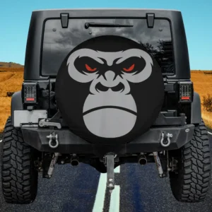 Angry red eyes silverback gorilla face spare tire cover no camera hole for Jeep