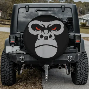 Angry red eyes silverback gorilla face spare tire cover with camera hole for SUV
