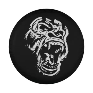 angry white line art gorilla open mouth graphic design only