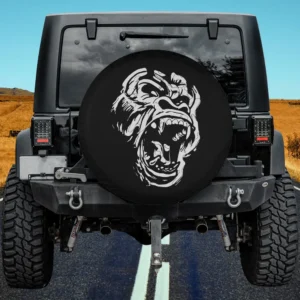 angry white line art gorilla open mouth spare tire cover no camera hole
