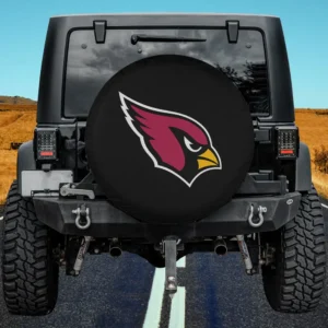 Arizona Cardinals logo black spare tire cover without camera hole on Jeep