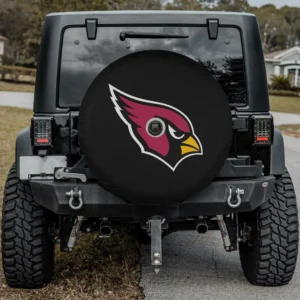 Arizona Cardinals logo black spare tire cover with camera hole on Jeep