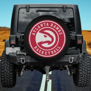 Atlanta Hawks logo basketball spare tire cover without camera hole on Jeep