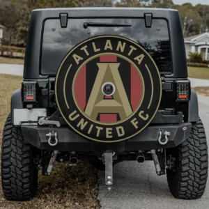 Atlanta United FC logo black and red spare tire cover with camera hole