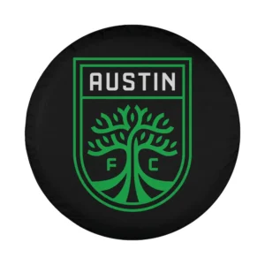 Austin FC tree logo MLS spare tire cover design close-up