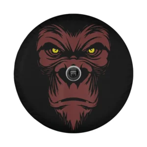 Close-up of badass brown gorilla animal novelty design on spare tire cover