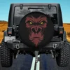 Badass brown gorilla animal novelty spare tire cover without camera hole on Jeep rear
