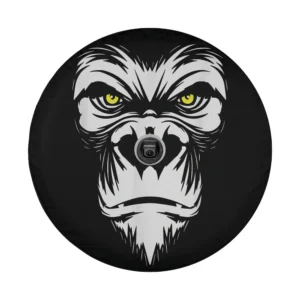 Close-up of badass white gorilla animal novelty spare tire cover design