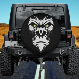 Badass white gorilla animal novelty spare tire cover without camera hole on Jeep