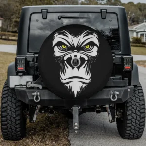 Badass white gorilla animal novelty spare tire cover with backup camera hole