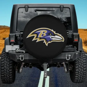 Baltimore Ravens logo black spare tire cover without camera hole on Jeep rear