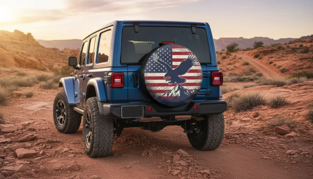 best spare tire covers for Jeep Wrangler lifted JL patriotic design off-road