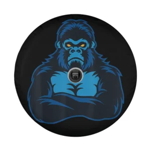 Blue muscular gorilla with crossed arms gym design for spare tire cover