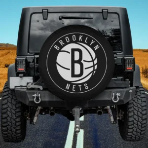 Brooklyn Nets logo basketball spare tire cover without camera hole on Jeep rear