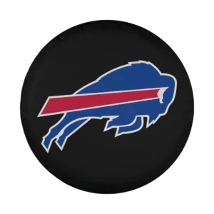 Buffalo Bills blue red logo NFL spare tire cover design on black background