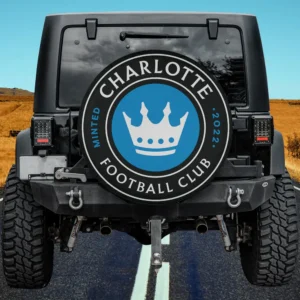 Charlotte FC crown logo MLS spare tire cover without camera hole on Jeep spare tire