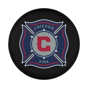 Chicago Fire logo MLS team collectibles spare tire cover design closeup