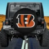 Cincinnati Bengals tiger stripes NFL spare tire cover on Jeep without camera hole