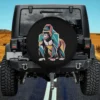 Colorful geometric gorilla spare tire cover without camera hole on Jeep