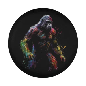 Close-up of colorful gorilla artwork animal spare tire cover design