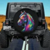 Colorful horse pop art cute horses spare tire cover no camera hole