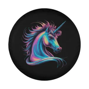 colorful tie-dye unicorn horse neon spare tire cover art design only