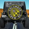 Columbus Crew SC logo spare tire cover without camera hole on Jeep rear