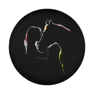 Minimalist cowgirl and horse outline art for spare tire cover gifts