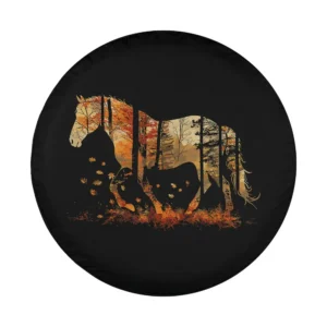 Cute horse lover autumn leaves pony animal wildlife design on spare tire cover