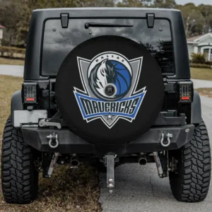 Dallas Mavericks logo spare tire cover with backup camera hole on Jeep tire