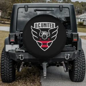 D.C. United eagle logo MLS spare tire cover with camera hole on Jeep spare tire