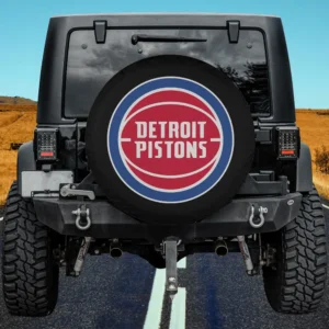 Detroit Pistons logo basketball spare tire cover without camera hole on Jeep