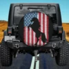 Distressed horse silhouette on American flag spare tire cover with no camera hole for Jeep or SUV