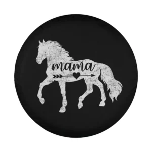Distressed white horse mama arrow heart design for spare tire cover