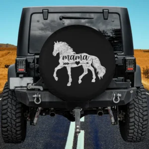 Distressed white horse mama arrow heart spare tire cover no camera hole for Jeep SUV RV