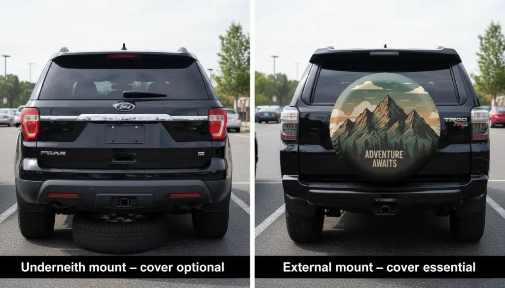do SUV owners need spare tire covers underneath mount optional vs external mount essential