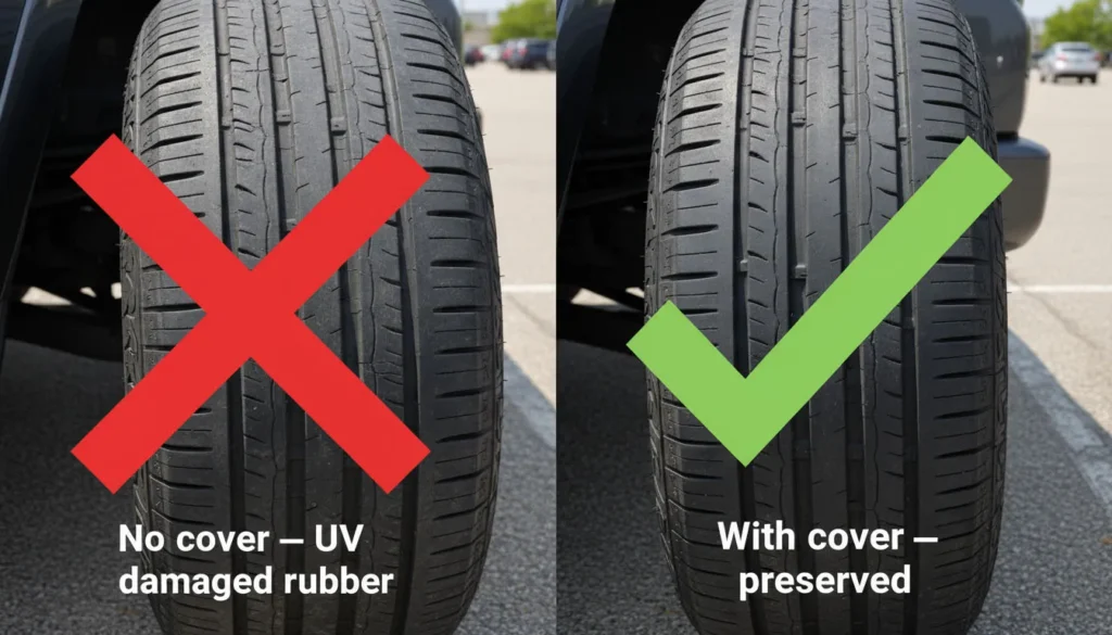 do SUV owners need spare tire covers UV protected rubber vs damaged unprotected