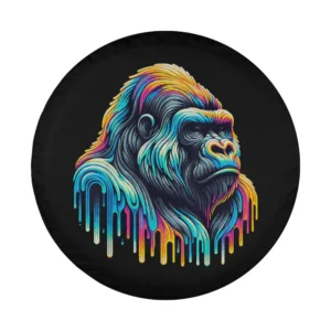 Close-up of dripping paint art silverback gorilla design on spare tire cover