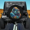 Dripping paint art silverback gorilla spare tire cover without camera hole on Jeep