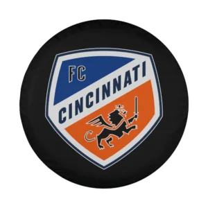 FC Cincinnati logo shield MLS spare tire cover design closeup