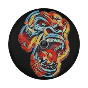 Fierce angry great ape mad gorilla graphic design for spare tire cover