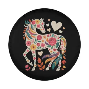 Close-up of floral horse equestrian western cowgirl design on spare tire cover