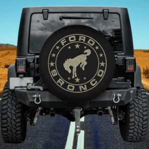 Ford Bronco vintage star bronco spare tire cover without camera hole on black SUV